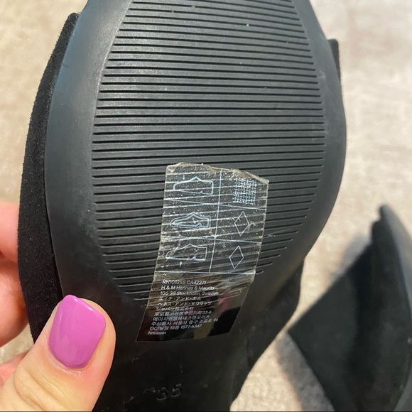 H&M Black Faux Suede Mule Heeled Sandals Size 5 (35) - Picture 11 of 15